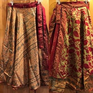 NWT Wevez Sari Silk Reversible Wrap Skirt XL
